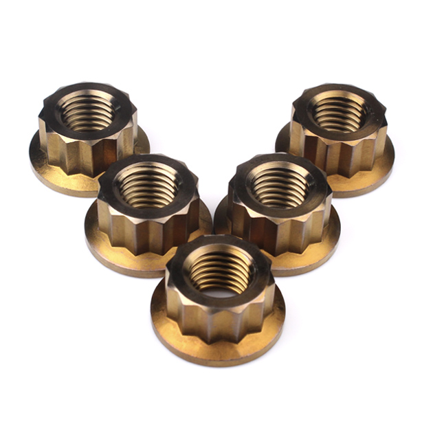 Titanium Rear Sprocket Nut Bi-Hex Flange M10 x (1.0mm) Bronze Qty x 5