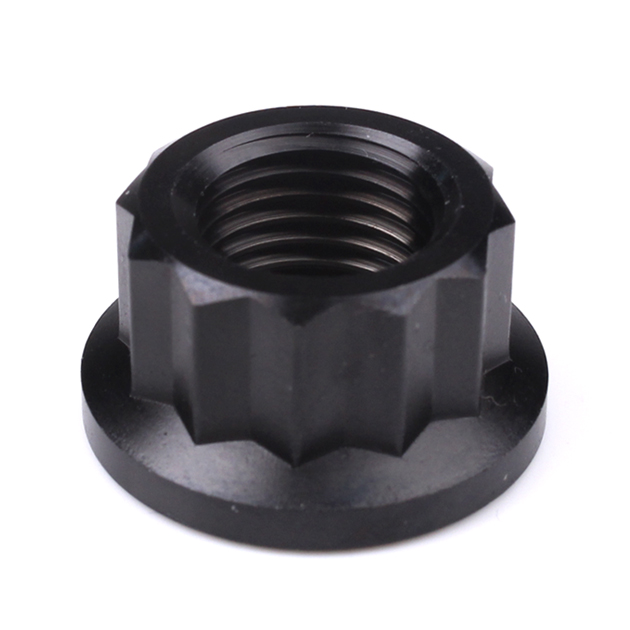 Titanium Rear Sprocket Nut Bi-Hex Flange M12 x (1.25mm) Black
