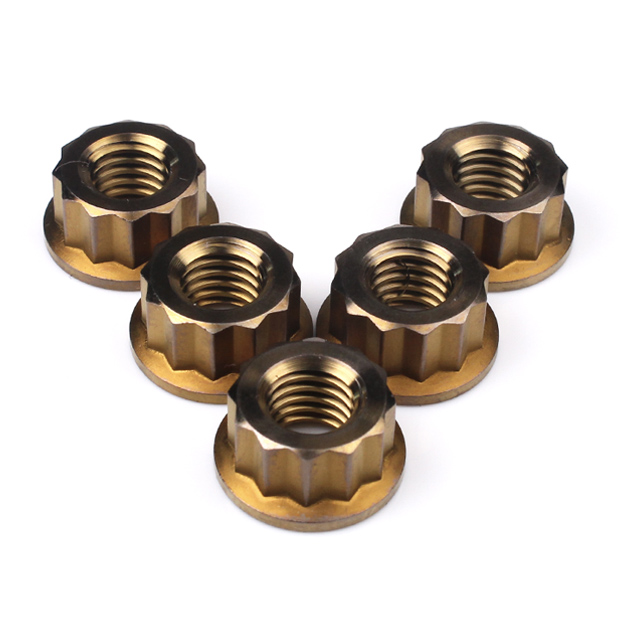 Titanium Rear Sprocket Nut Bi-Hex Flange M8 x (1.25mm) Bronze / Qty x 5