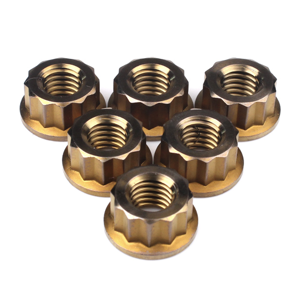 Titanium Rear Sprocket Nut Bi-Hex Flange M8 x (1.25mm) Bronze Qty x 6