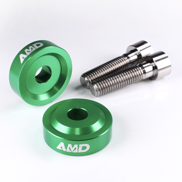 AMD Aprilia Tuono V4R 1000, V4 1100 RR + Factory, V4 1100 Factory 2021>  Bar Risers +10mm Green - Titanium Bolts