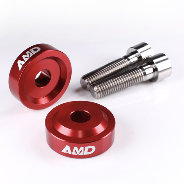 AMD Aprilia Tuono V4R 1000, V4 1100 RR + Factory, V4 1100 Factory 2021>  Bar Risers +10mm Red - Titanium Bolts