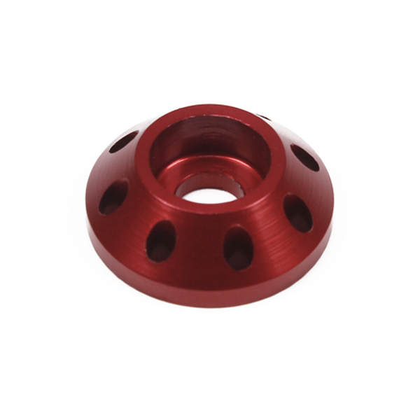 AMD M6 Aluminium Drilled Cone Washer 22mm OD / Red