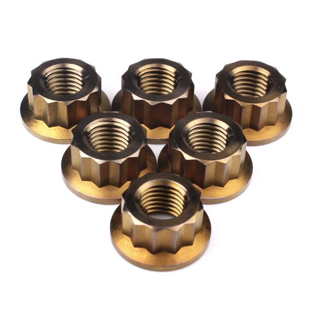 Titanium Rear Sprocket Nut Bi-Hex Flange M10 x (1.0mm) Bronze Qty x 6