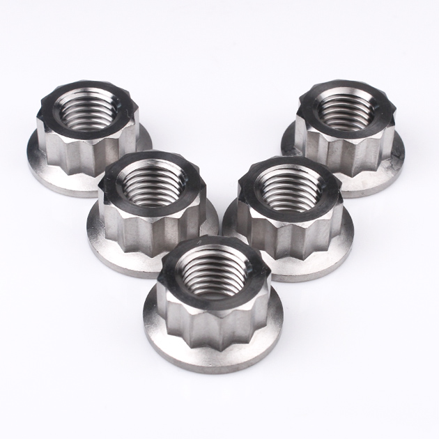 Titanium Rear Sprocket Nut Bi-Hex Flange M10 x (1.0mm) Polished Qty x 5