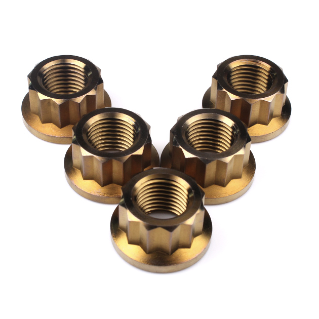 Titanium Rear Sprocket Nut Bi-Hex Flange M12 x (1.25mm) Bronze Qty x 5