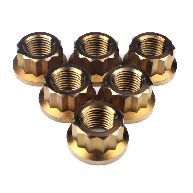 Titanium Rear Sprocket Nut Bi-Hex Flange M12 x (1.25mm) Bronze Qty x 6