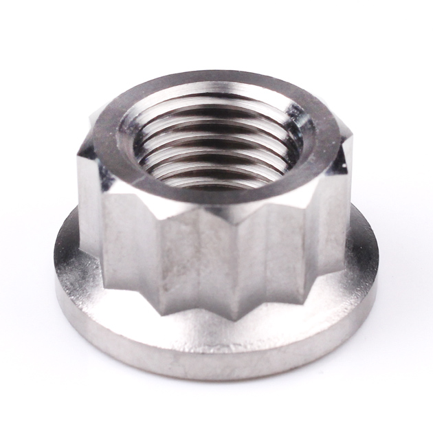 Titanium Rear Sprocket Nut Bi-Hex Flange M12 x (1.25mm) Polished