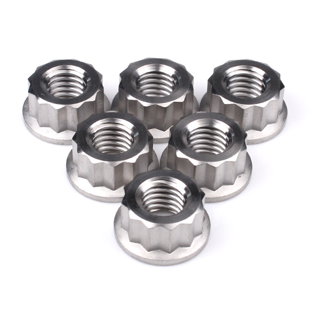 Titanium Rear Sprocket Nut Bi-Hex Flange M8 x (1.25mm) Polished Qty x 6